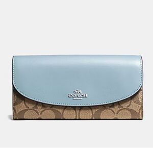 COACH SLIM TRIFOLD LEATHER WALLET IN SIGNATURE CANVAS